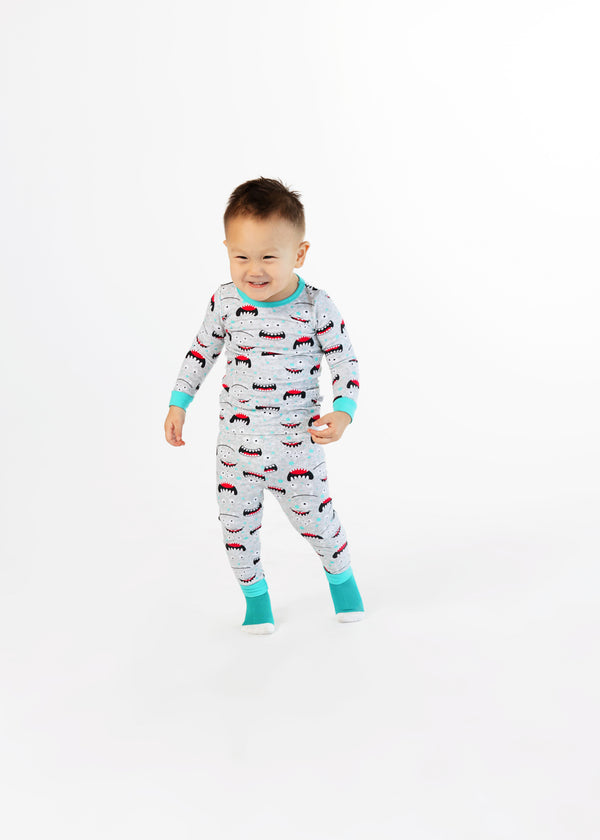 Infant/Toddler Boys Wacky Monster Snug Fit 2-Piece Pajama Sleep Set With Matching Socks - Sleep On It Kids