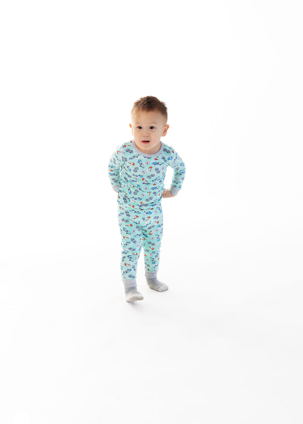 Infant/Toddler Boys Skate On Snug Fit 2-Piece Pajama Sleep Set With Matching Socks - Sleep On It Kids