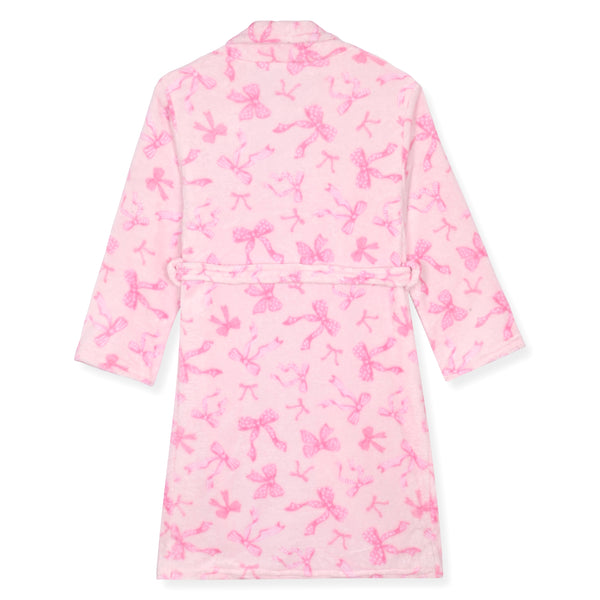Sleep On It Girls Fleece Robe With Slippers - Pink Bow - Sleep On It Kids