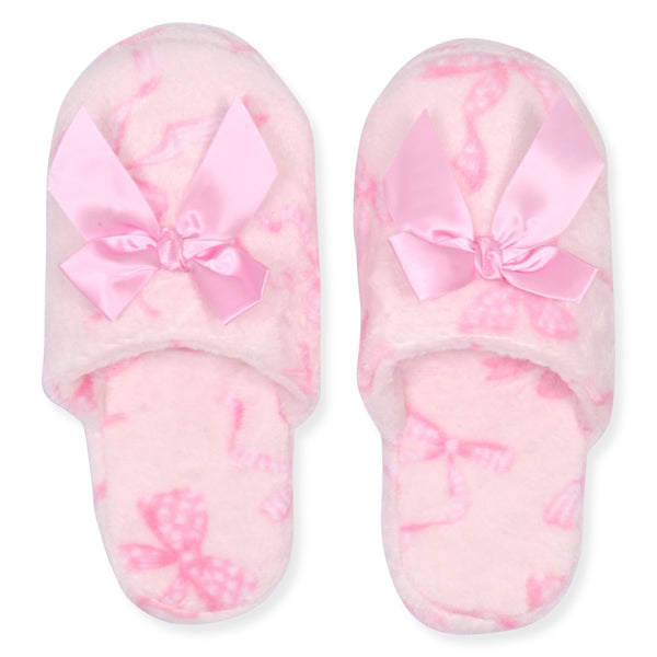 Sleep On It Girls Fleece Robe With Slippers - Pink Bow - Sleep On It Kids