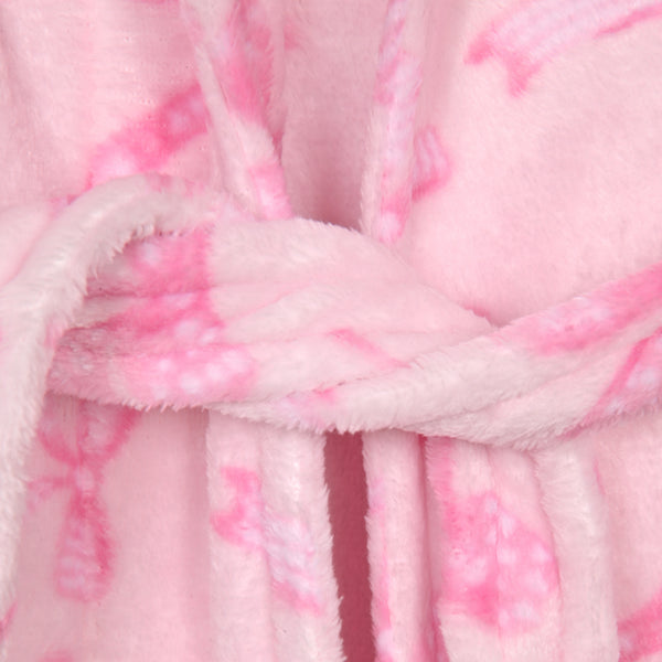 Sleep On It Girls Fleece Robe With Slippers - Pink Bow - Sleep On It Kids