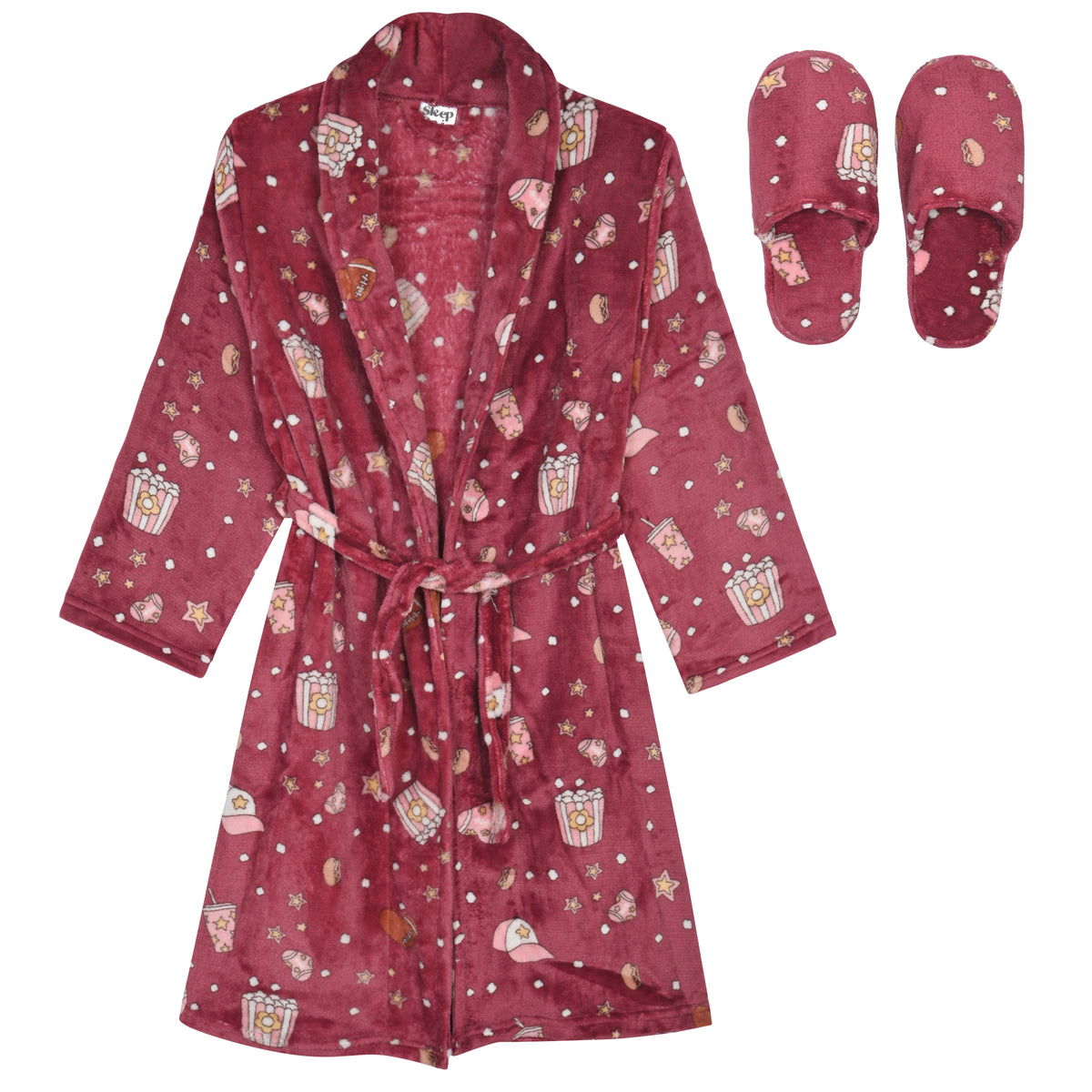 Sleep On It Girls Fleece Robe With Slippers - Pink Movienight - Sleep On It Kids