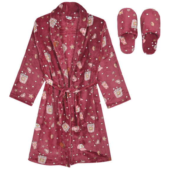 Sleep On It Girls Fleece Robe With Slippers - Pink Movienight - Sleep On It Kids