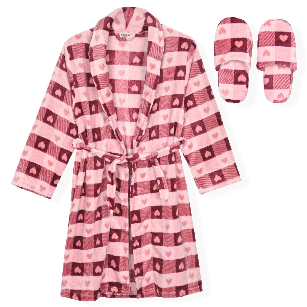 Sleep On It Girls Fleece Robe With Slippers - Red Buffalo - Sleep On It Kids