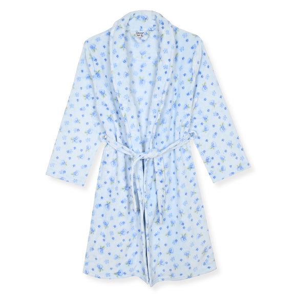 Sleep On It Girls Fleece Robe With Slippers - Blue Floral - Sleep On It Kids