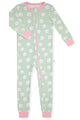 Girls Long Sleeve Super Soft Snuggle Jersey Zip-Up Coverall Pajama with Blankey Buddy- Smiley Stars. - Sleep On It Kids