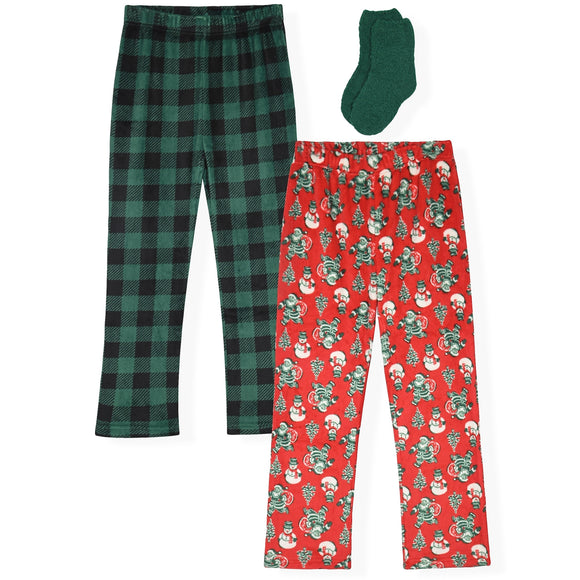 Sleep On It Boys 2Pk Fleece Pants - Red Christmas - Sleep On It Kids