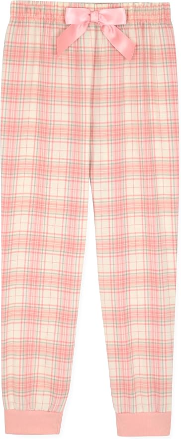 Sleep On It Girls 4-Piece Woven Flannel Plaid Pajama Sets - Pink and Red - Sleep On It Kids