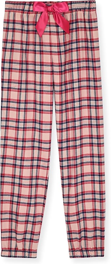 Sleep On It Girls 4-Piece Woven Flannel Plaid Pajama Sets - Pink and Red - Sleep On It Kids