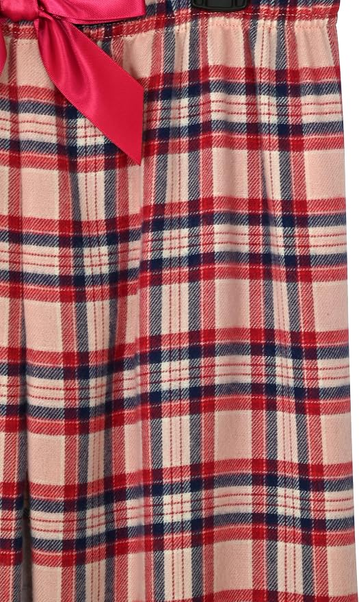 Sleep On It Girls 4-Piece Woven Flannel Plaid Pajama Sets - Pink and Red - Sleep On It Kids