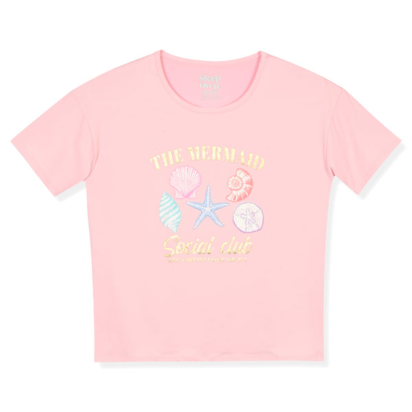 Sleep On It Girls 2pc Jersey Tee & Shorts Pajama Set - Mermaid - Sleep On It Kids