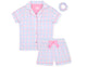 Sleep On It Girls Seersucker Coat Front Pajama Short Set - Plaid - Sleep On It Kids