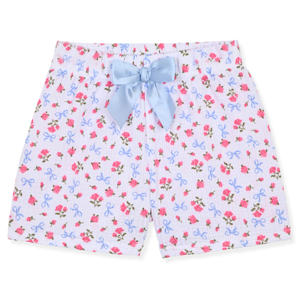 Sleep On It Girls Yummy Jersey Coat Front Pajama Short Set - Florals - Sleep On It Kids