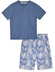 Boys 2-Piece Short-Sleeve Jersey Pajama Printed Shorts Set- Tropical. - Sleep On It Kids
