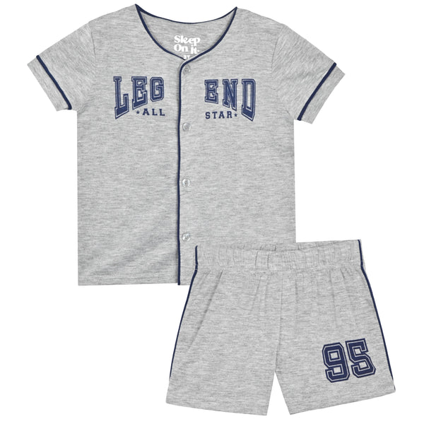 Sleep On It Boys Coat Front Pajama Short Set - Legend - Sleep On It Kids