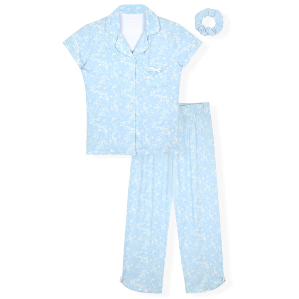 Sleep On It Girls Yummy Jersey Coat Front Pajama Short Set - Stars - Sleep On It Kids