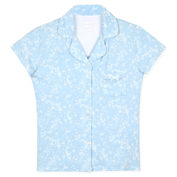 Sleep On It Girls Yummy Jersey Coat Front Pajama Short Set - Stars - Sleep On It Kids