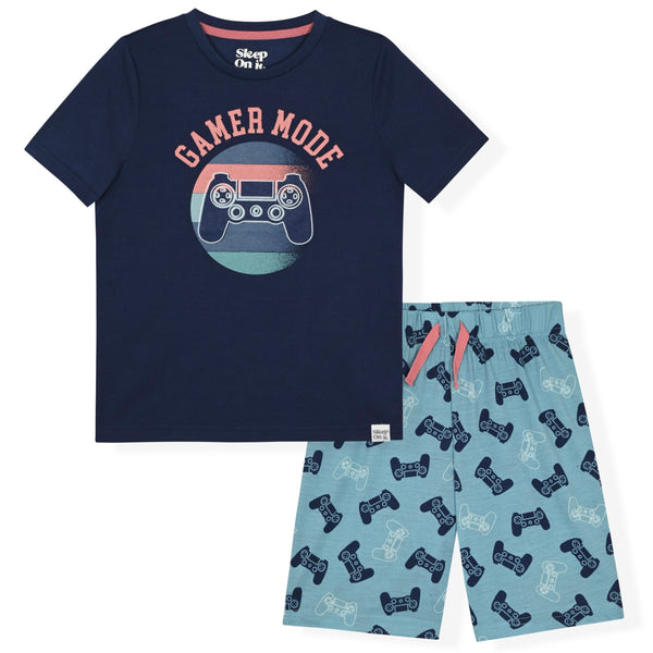 Sleep On It Boys 2-Piece Jersey Pajama Shorts Set - Gaming - Sleep On It Kids