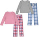 Sleep On It Girls 4-Piece Woven Flannel Plaid Pajama Sets - Gray, 7-8 - Sleep On It Kids
