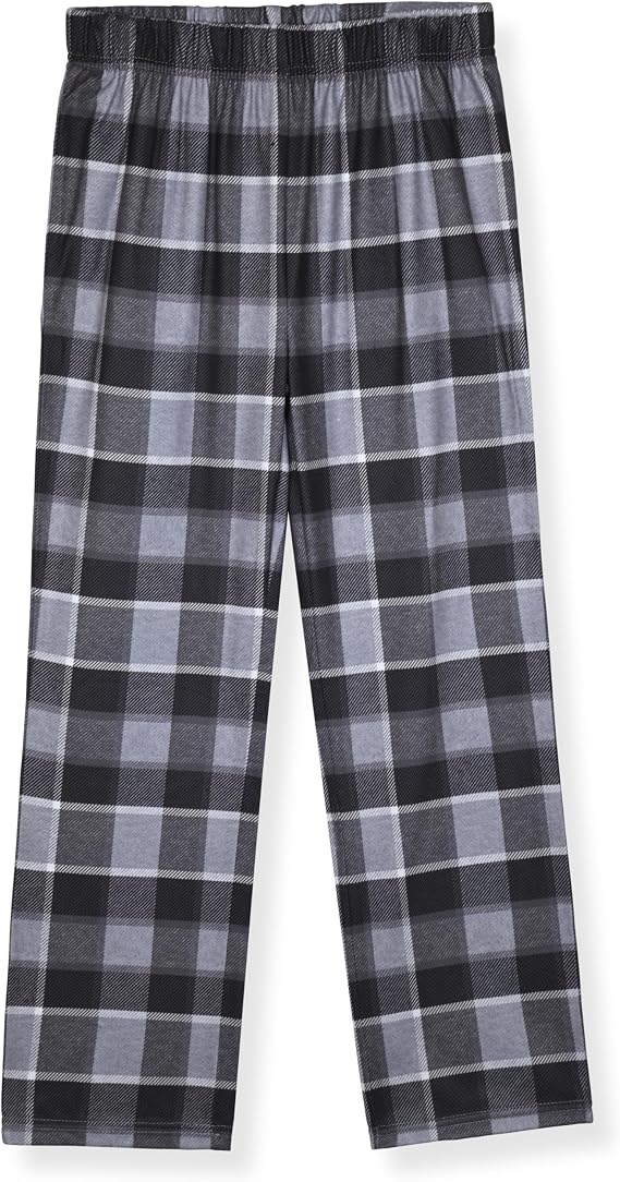 Sleep On It Boys 4-Piece Long Sleeve Pajama Set with Fleece Plaid Pants - Blue and Grey - Sleep On It Kids