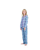 Girls 2-Piece Brushed Jersey Button-Front Coat Pajama Set- Plaid, with Matching Scrunchie, Multicolored Girls Pajama Set - Sleep On It Kids