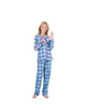 Girls 2-Piece Brushed Jersey Button-Front Coat Pajama Set- Plaid, with Matching Scrunchie, Multicolored Girls Pajama Set - Sleep On It Kids