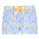 Girls Jersey 2-Piece Short-Sleeve Button Down Collared Coat Pajama Set with Matching Scrunchie - Lemons. - Sleep On It Kids