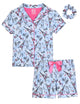 Girls Milky Jersey 2-Piece Short-Sleeve Button Down Coat Pajama Set with Matching Scrunchie – Paris - Sleep On It Kids