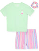 Girls 2-Piece Short-Sleeve Jersey Pajama Shorts Set with Matching Hair Scrunchie- Cupcake - Sleep On It Kids