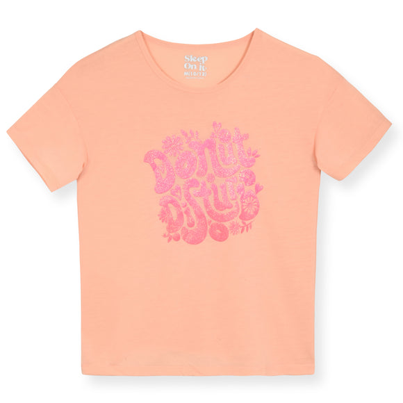 Girls 2-Piece Short-Sleeve Jersey Pajama Shorts Set with Matching Hair Scrunchie- Donut Disturb. - Sleep On It Kids