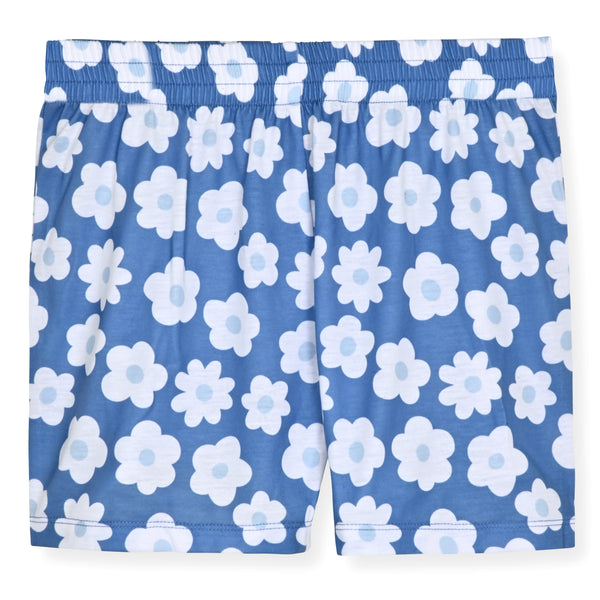 Girls 2-Piece Short-Sleeve Jersey Pajama Shorts Set with Matching Hair Scrunchie- Have a Nice Day. - Sleep On It Kids