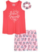 Girls 2-Piece Sleeveless Tank-Top Jersey Pajama Shorts Set with Hair Scrunchie- Icecream Truck. - Sleep On It Kids