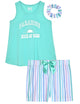 Girls 2-Piece Sleeveless Tank-Top Jersey Pajama Shorts Set with Hair Scrunchie- Paradise State of Mind. - Sleep On It Kids