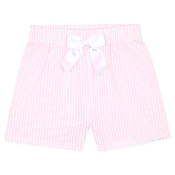 Sleep On It Girls Seersucker Coat Front Pajama Short Set - Stripe - Sleep On It Kids