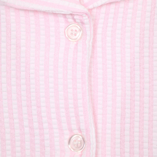 Sleep On It Girls Seersucker Coat Front Pajama Short Set - Stripe - Sleep On It Kids