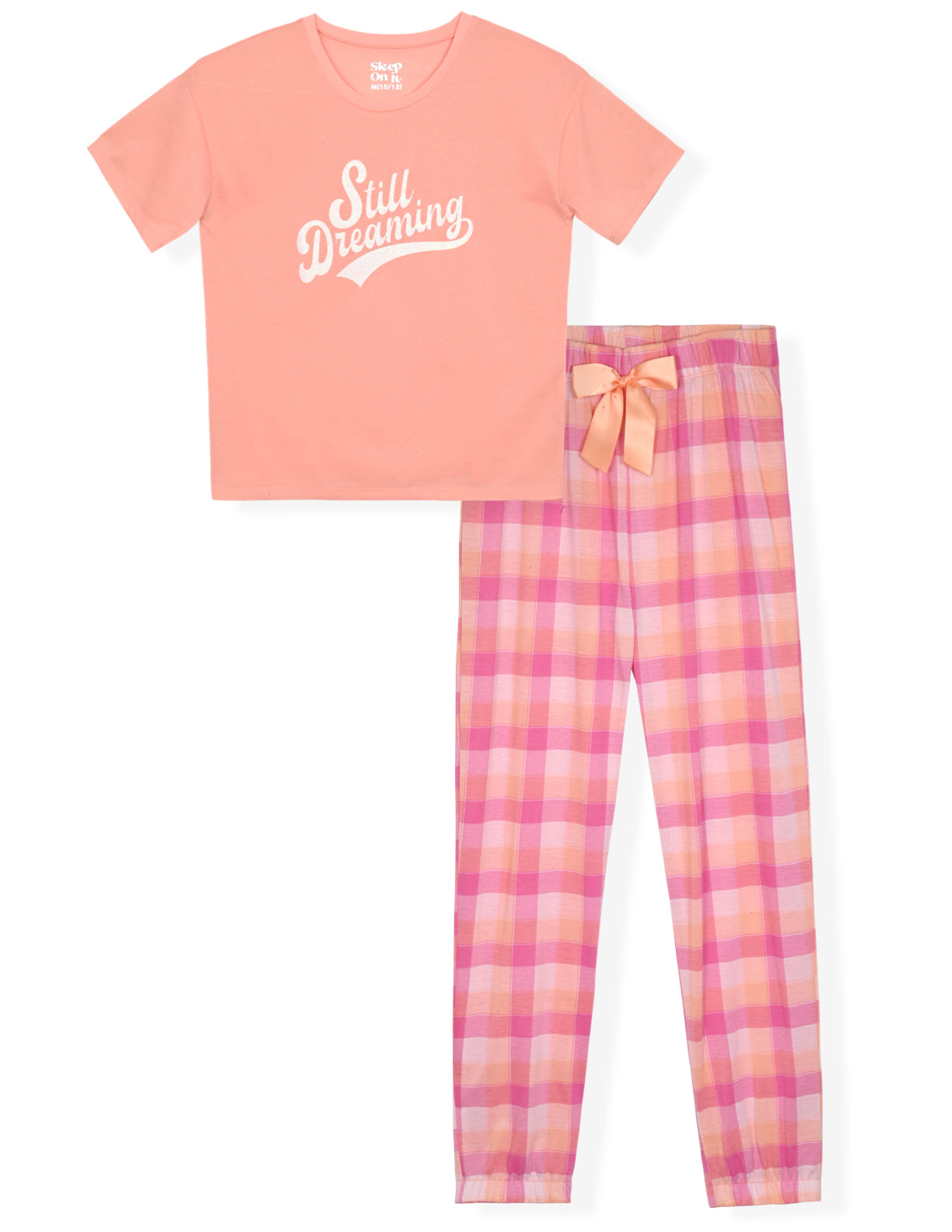 Sleep On It Girls 2-Piece Short-Sleeve Jersey Pajama Pants Set -  Dreaming - Sleep On It Kids