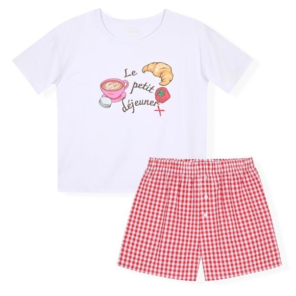 Sleep On It Girls Boxer Shorts PJ Set - Plaid - Sleep On It Kids