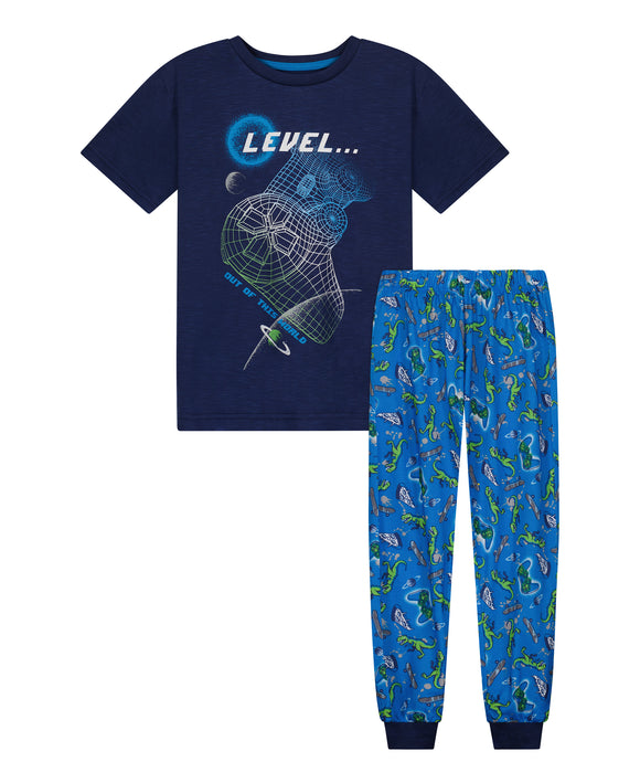 Boys Glow In The Dark Level Up 2-Piece Pajama Sleep Pants Set - Sleep On It Kids