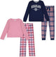 Sleep On It Girls 4-Piece Woven Flannel Plaid Pajama Sets - Pink and Blue - Sleep On It Kids