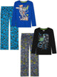 Sleep On It Boys 4-Piece Flannel Fleece Pajama Sets - Black and Blue - Sleep On It Kids