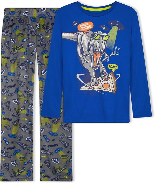 Sleep On It Boys 4-Piece Flannel Fleece Pajama Sets - Black and Blue - Sleep On It Kids