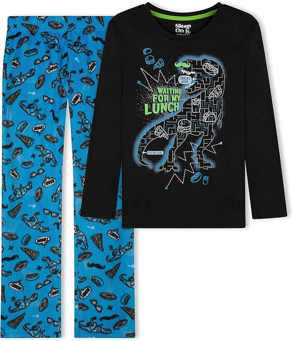 Sleep On It Boys 4-Piece Flannel Fleece Pajama Sets - Black and Blue - Sleep On It Kids
