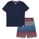 Sleep On It Boys Printed Bottom Pajama Shorts Set - Checkerboard - Sleep On It Kids