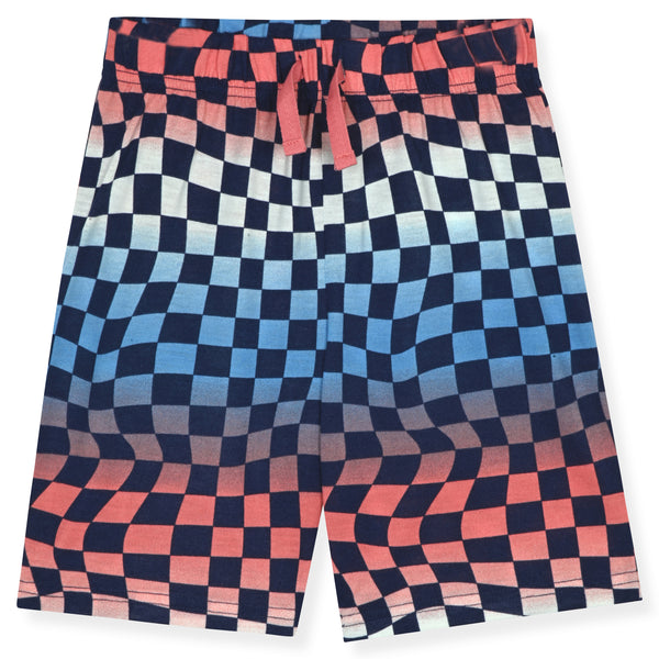 Sleep On It Boys Printed Bottom Pajama Shorts Set - Checkerboard - Sleep On It Kids
