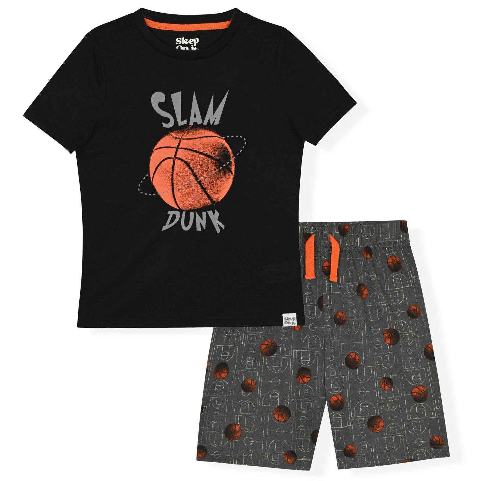 Sleep On It Boys 2-Piece Jersey Pajama Shorts Set - Basketball - Sleep On It Kids