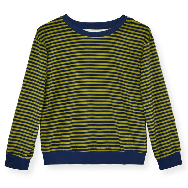 2-Piece Boys Velour Pajama Sets- Stripes, Green & Blue Pajama Sets for Toddlers & Boys - Sleep On It Kids
