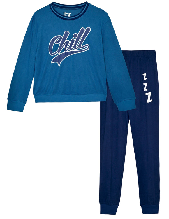 Boys 2-Piece Hacci Pajama Sets - Chill, Blue Pajama Sets for Boys - Sleep On It Kids