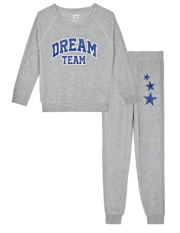 Boys 2-Piece Hacci Pajama Sets – Dream Team, Gray Pajama Sets for Boys - Sleep On It Kids