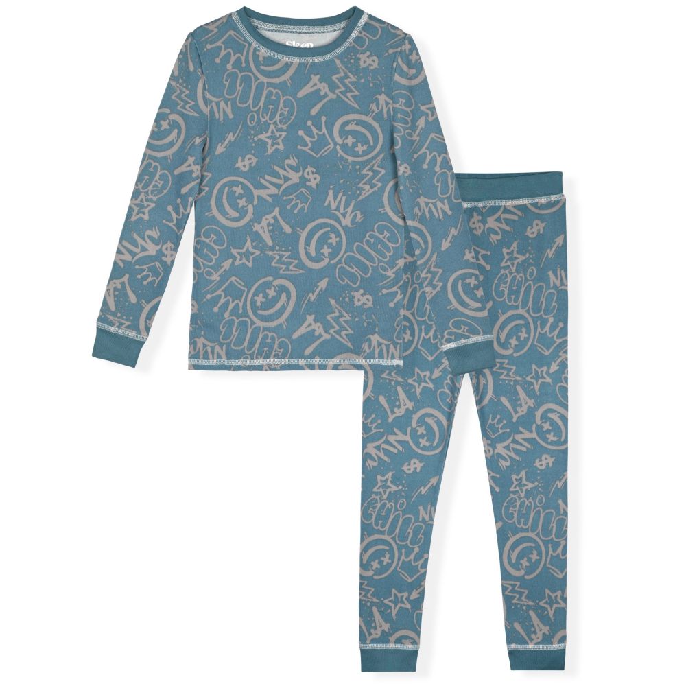 Sleep On It Boys 2-Piece Super Soft Jersey Long Sleeve Snug-Fit Pajama Set - Chill - Sleep On It Kids