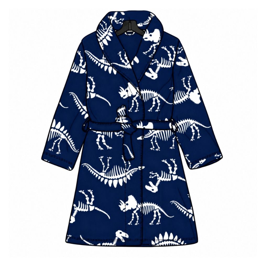 Sleep On It Boys Fleece Robe With Slippers - Navy Dino - Sleep On It Kids